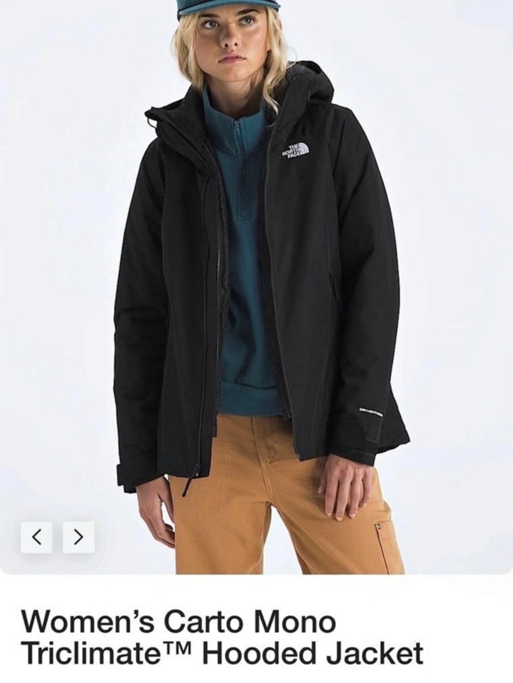 The North Face Women's Carto Mono Triclimate Hooded Jacket - Black/medium